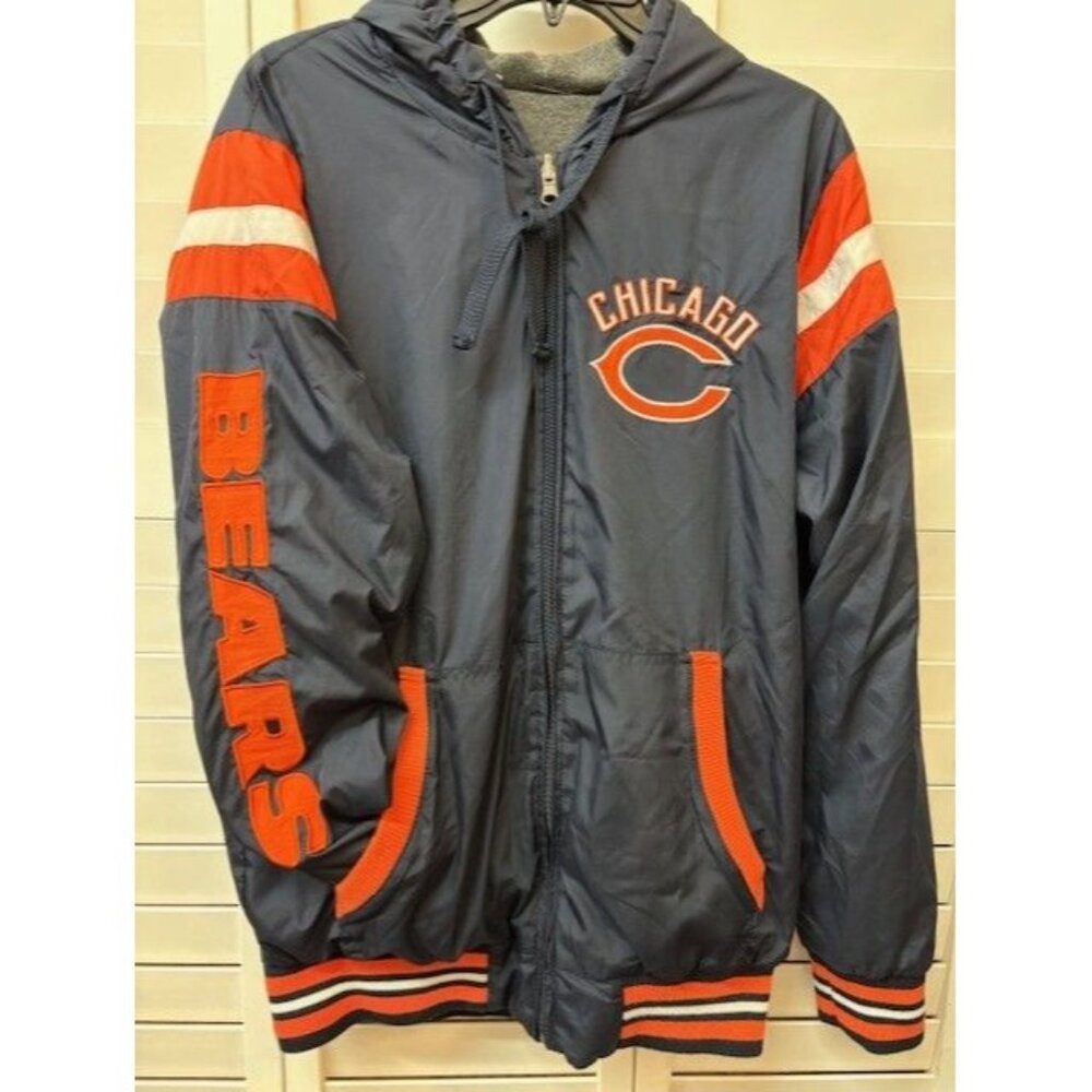 Chicago Bears Hooded Jacket Mens M NFL Team Lightweight Full Zip